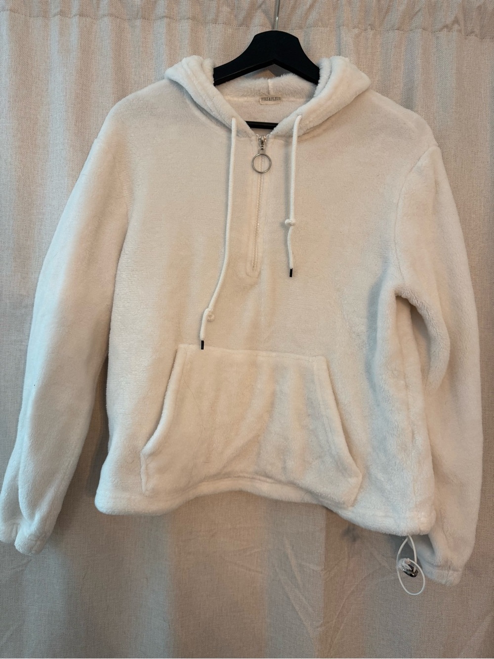 Plush Half-Zip Hooded Pullover - Ivory